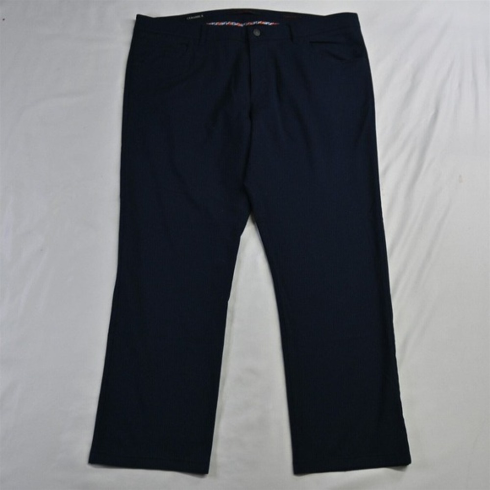 Alberto 36 x 28 Navy Blue Texture Modern Fit 5 Pocket‎ Straight Mens Dress Pants